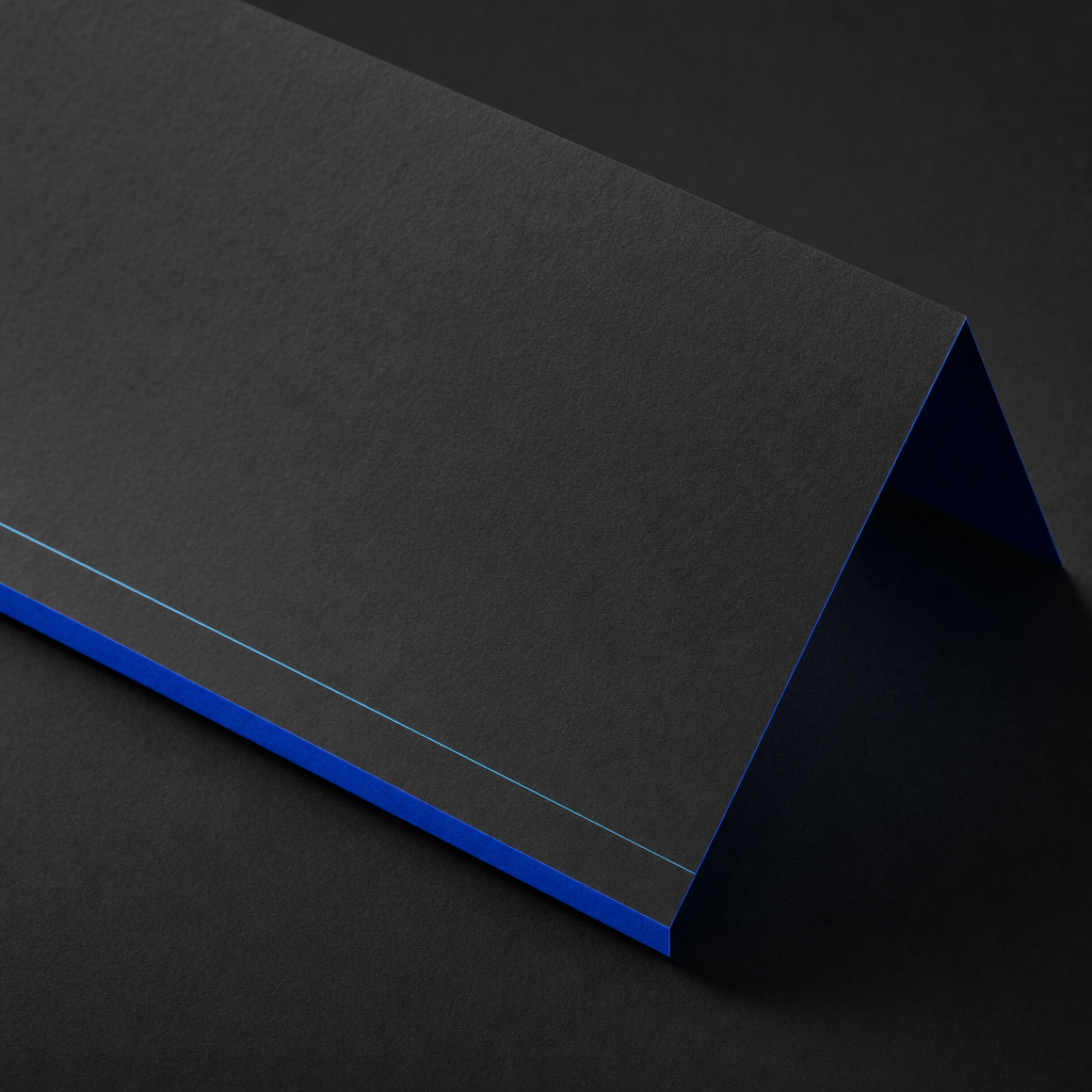 A square fold in carbon engineered paper with one cobalt edge